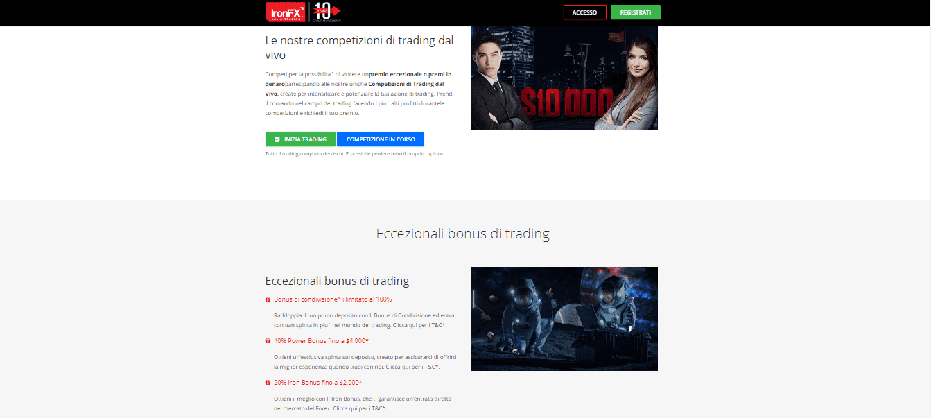 Promozioni e bonus di IronFX